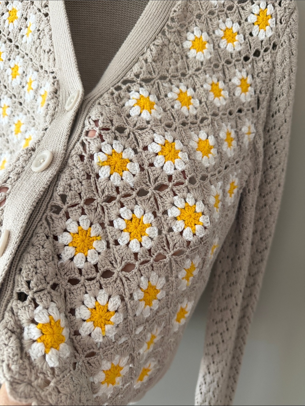 Cotton daisy crochet cardigan by Autumn Cashmere size M - Picture 2 of 5